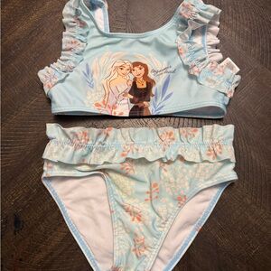 Disney Light Blue and Peach Frozen 2 Girls Two-Piece Swim Bikini